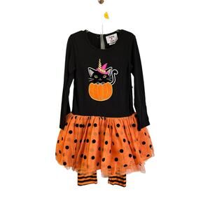 Counting Daisies Little Girl's Halloween Cat Tutu Dress & Legging Set Sz 6